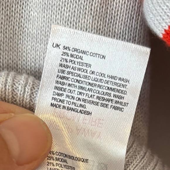 Ladies White Stuff size 16 red and blue stripes on grey nautical sweater preppy - Picture 3 of 6